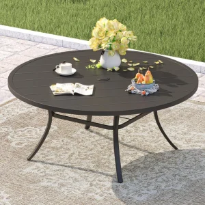 Patio Metal 60 L x 60 W Outdoor Round Dining Table